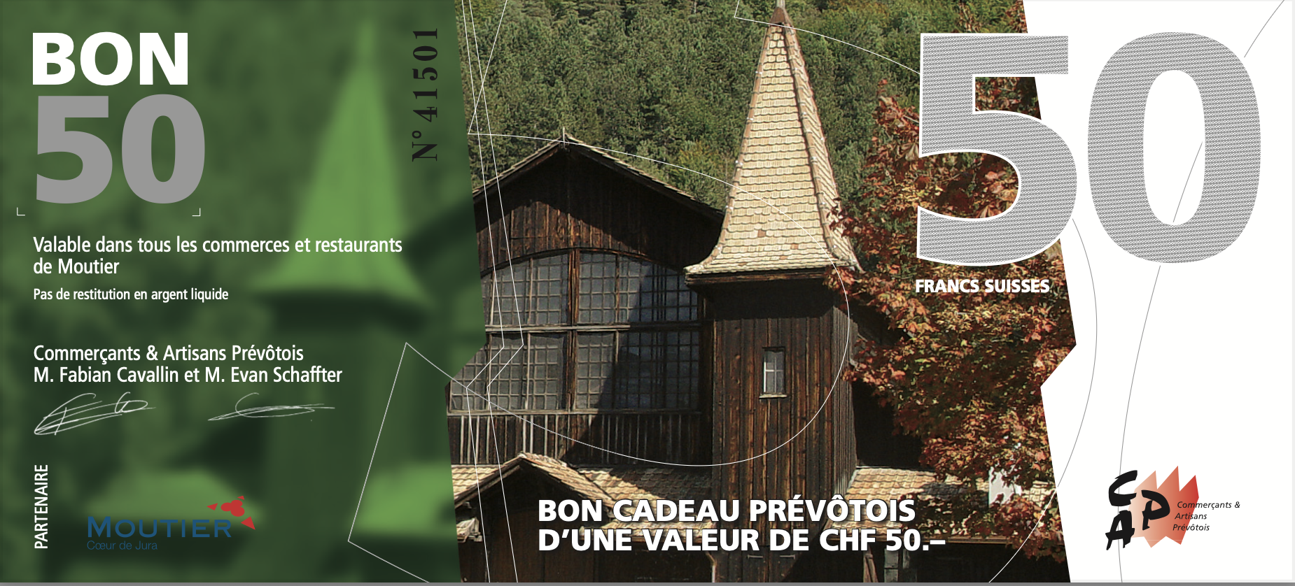 Bon d'achat CAP Moutier de CHF 50, utilisable chez 113 commerçants